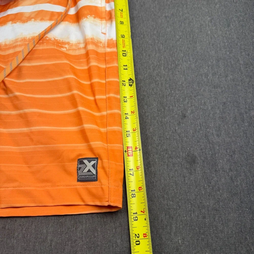 ZeroXposur Kids Orange Striped Board‎ Shorts Swim Trunks Size S Small Zip Pocket